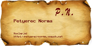 Petyerec Norma névjegykártya